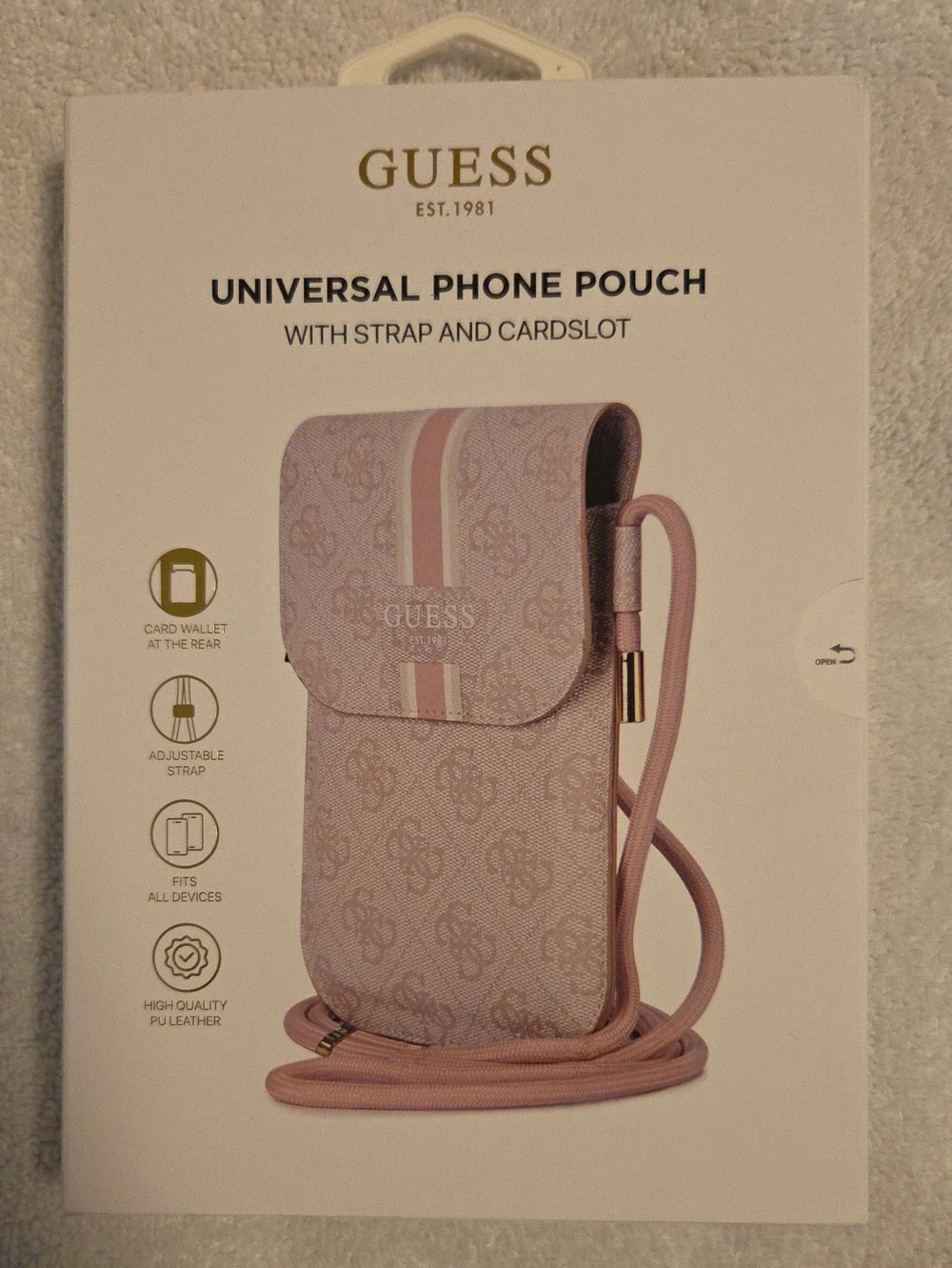 GUESS Pink Patterned Universal Phone Pouch with Strap and Card Slot